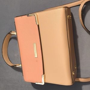 Dune of London handbag purse, mauve and beige colors, faux snake pattern